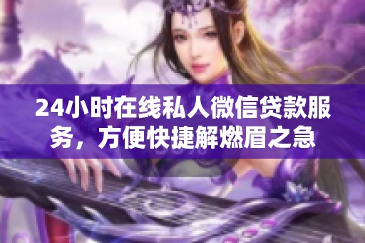 24小時在線私人微信貸款服務(wù)，方便快捷解燃眉之急