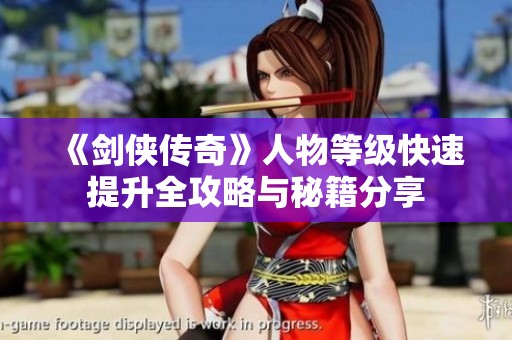 《劍俠傳奇》人物等級(jí)快速提升全攻略與秘籍分享