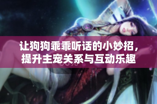 讓狗狗乖乖聽話的小妙招，提升主寵關系與互動樂趣